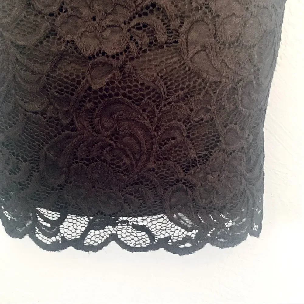 Ambiance Black Lace Overlay Midi Dress Size Small - Picture 6 of 15
